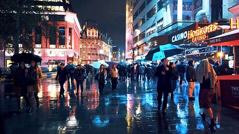 Walking London’s West End in the Rain - Saturday Night City Ambience