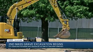 Second mass grave excavation begins at Oaklawn Cemetery