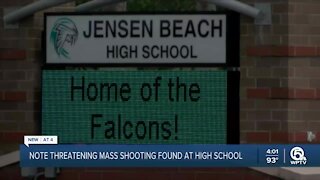 'Graphic' note threatening mass shooting found at Jensen Beach High School, sheriff says