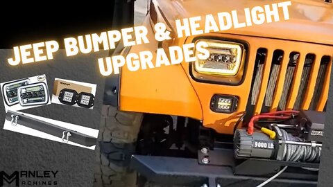 Jeep YJ Smittybuilt SRC install with winch plate, and a Headlight upgrade!