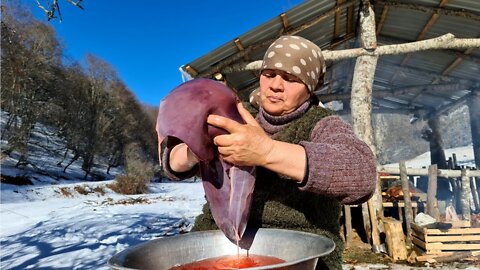 Sacda Cız-bız, Traditional Azerbaijani dish Jiz Byz, Outdoor Cooking