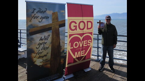 Brother in Christ,-David G is preaching the Gospel on Santa Monica Pier,-Sat., March 9, 2024