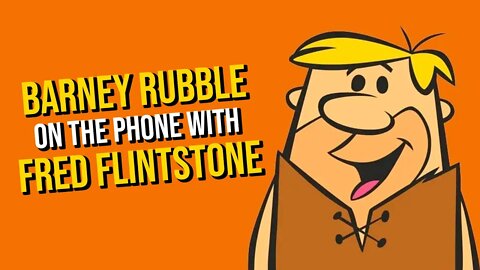 Barney Rubble Checking Out His Wife's New Outfit While on the Phone with Fred Flintstone
