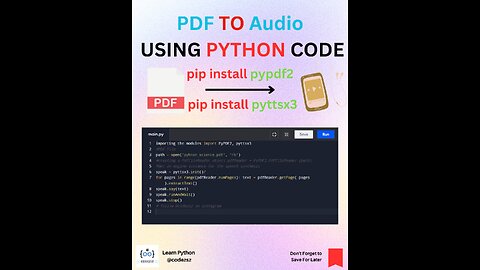 How to Convert PDF to Audio Using Python Code