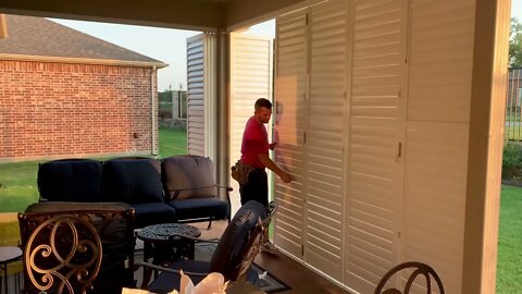 OUTDOOR PATIO ENCLOSURE IN MCKINNEY, TX BY THE DALLAS SHUTTER COMPANY...HOW TO OPEN