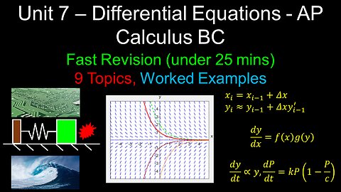 Differential Equations, Fast Revision, Worked Examples - Unit 7 - AP Calculus BC