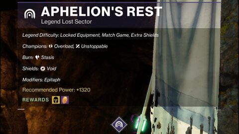 Destiny 2, Legend Lost Sector, Aphelion's Rest on the Dreaming City 2-7-22