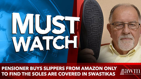 Pensioner buys slippers from Amazon only to find the soles are covered in SWASTIKAS