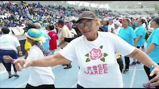 South Africa - Cape Town - Annual Older Persons Games at Green Point Athletics Stadium (video) (4oq)
