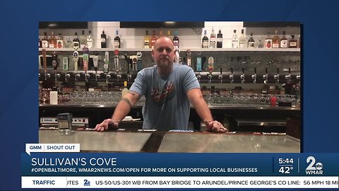 Sullivan's Cove says "We're Open Baltimore!"