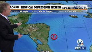 Tropical Depression Sixteen forms in the Caribbean