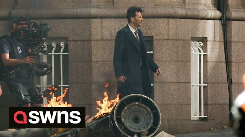 Actor David Tennant spotted filming the news series of Dr Who