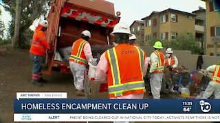 Crews gather to clean up homeless encampment in National City