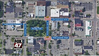 Lane closure in downtown Lansing