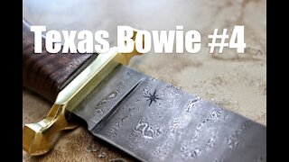 Finishing The Texas Bowie! Saw Blade Damascus