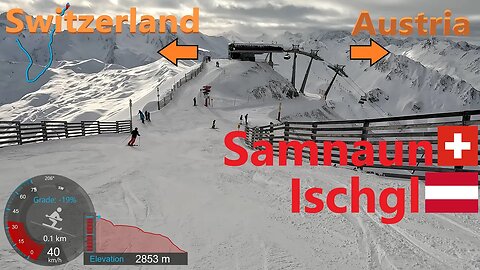 [4K] Skiing Samnaun/Ischgl, Skiing Switzerland to Austria... And Back We Go! AUT/CH, GoPro HERO11