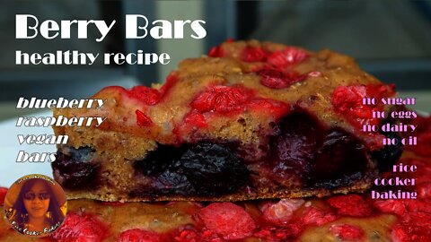 Berry Bars Healthy Recipe | Blueberry Raspberry Vegan Bars | EASY RICE COOKER RECIPES