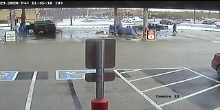 Surveillance video captures moment man drove into gas pump, vehicles at Painesville GetGo