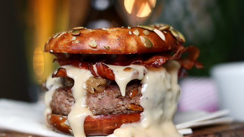 Cheesy Oktoberfest Burger Recipe Goes Great With Cold Beer