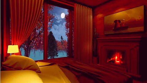 💤Cozy Bedroom Ambience with Fire Place cracking | Soothing Music Therapy for Sleep Disorders