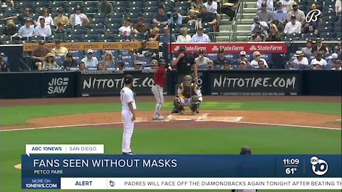 Fans seen without masks at Petco Park