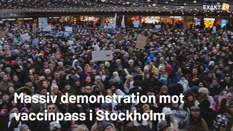 Massiv demonstration mot vaccinpass i Stockholm