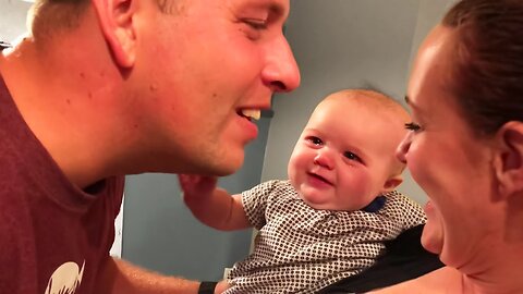 Mom and Dad Kissing Make Baby Go Crazy - Baby jealous