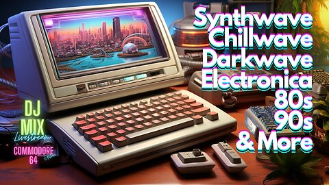 Synthwave Chillwave Darkwave 80s 90s Electronica and more DJ MIX Livestream #41 with Visuals COMMODORE 64 Edition