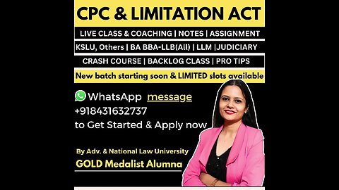 Code of Civil Procedure (CPC) & Limitation Act online live coaching class for LL.B students KSLU KLE