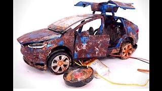 Diecast Restoration Customization Damaged Tesla Model X Abandoned Diecast Cars Resurrection
