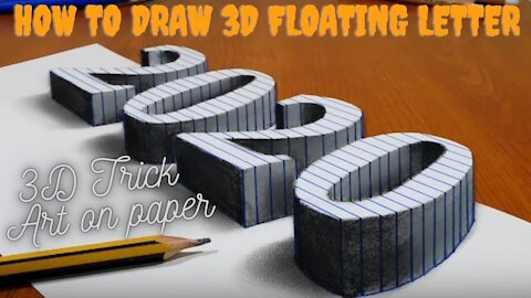 How to Draw 3d Floating Letter // 3d Optical Illusion // 3d trick Art on Paper// Viral Video//DIY.