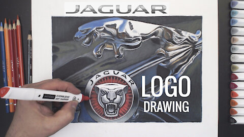 Jaguar Logo Speed Drawing - How to draw shiny metal logo | JAGUAR S-TYPE 3.8 1966