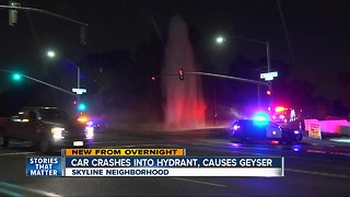 Vehicle hits hydrant, causes geyser