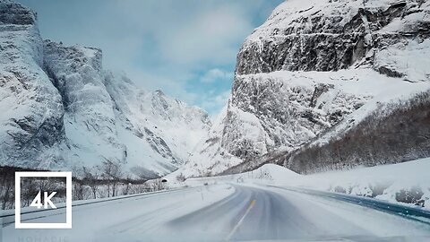 Winter Snow Drive in Norway | Trollveggen to Coastal Highway, Driving Sounds for Deep Sleep ASMR