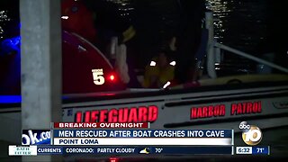 San Diego Lifeguards rescue men after boat crashes into cave