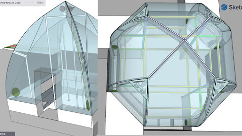 微调金豆荚 4 顶部的构架, 以及在金豆荚 8 的四角嵌入住人的方形建筑的便利