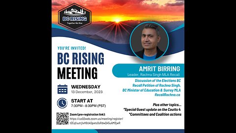 BC Rising - Wed, Dec 13, 2023, Featured Guest speaker, Amrit Birring