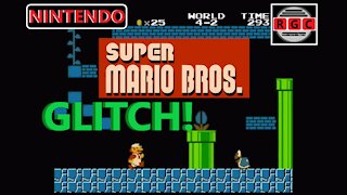 Super Mario Bros - Stuck In Vine Glitch - Retro Game Clipping