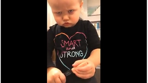 Sweet Toddler Makes Priceless Face When Caught Red Handed