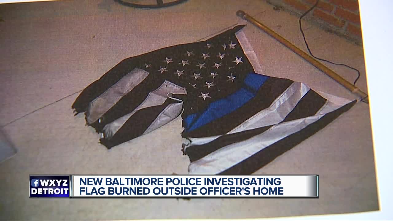 Police search for whomever burned a Thin Blue Line American Flag