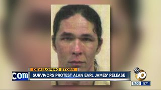 Survivors protest Alan Earl James' release