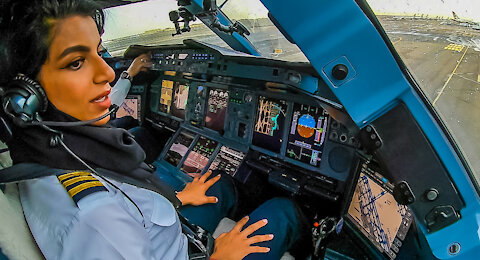 Female Pilot flying the world's largest passenger jet!