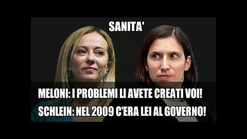 botta e risposta tra LGBTQ Elly Schlein e Lady Aspen Giorgia Meloni in parlamento sulla condizione pietosa della sanità pubblica di MERDALIA💩 e le liste d'attesa infinite che i cittadini italiani pagano con le tasse MERDALIA💩UN PAESE DI MERDA