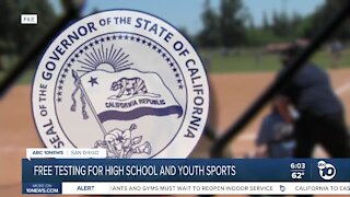 Free testing for California's high school, youth sports