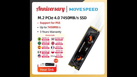 ANNUAL SALE! MOVESPEED 7450MB/s SSD NVMe M.2 2280 4TB 2TB 1TB Internal Solid State Hard Disk