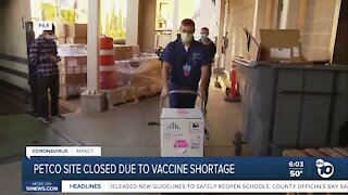 Petco Park vaccination station due to vaccine shortage