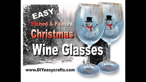 Custom Etched and Painted Glass Christmas Wine Glasses