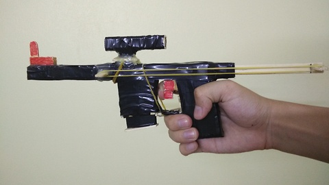 Homemade semi auto rifle using popsicle stick