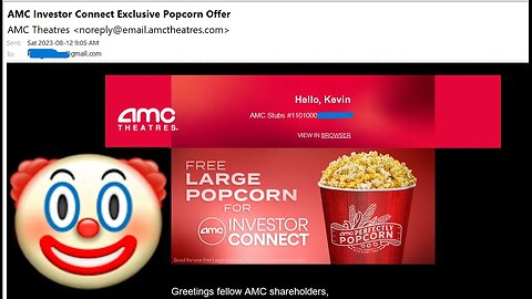 $AMC INVESTOR EMAIL THE DAY AFTER YOU LOSE 30% OF YOUR INVESTMENT - FREE POPCORN?! AA IS A CLOWN