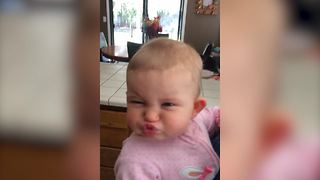 "Cute Baby Shows Her Mean Face"
